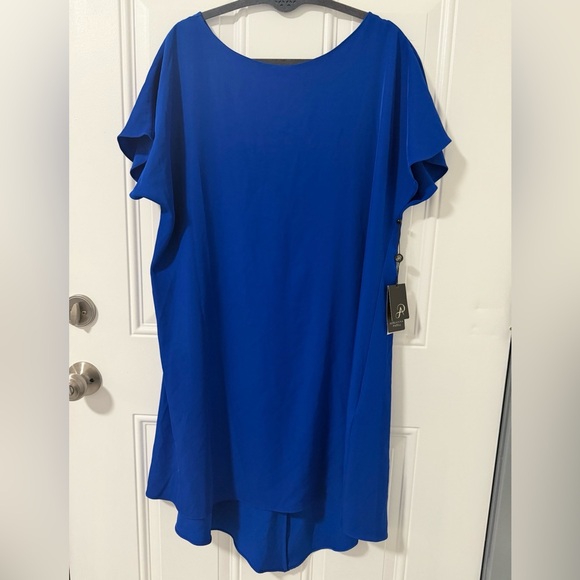 Adrianna Papell Tops - NWT Adrianna Papell Royal Blue Ruffle Front Shift Dress – Size 18